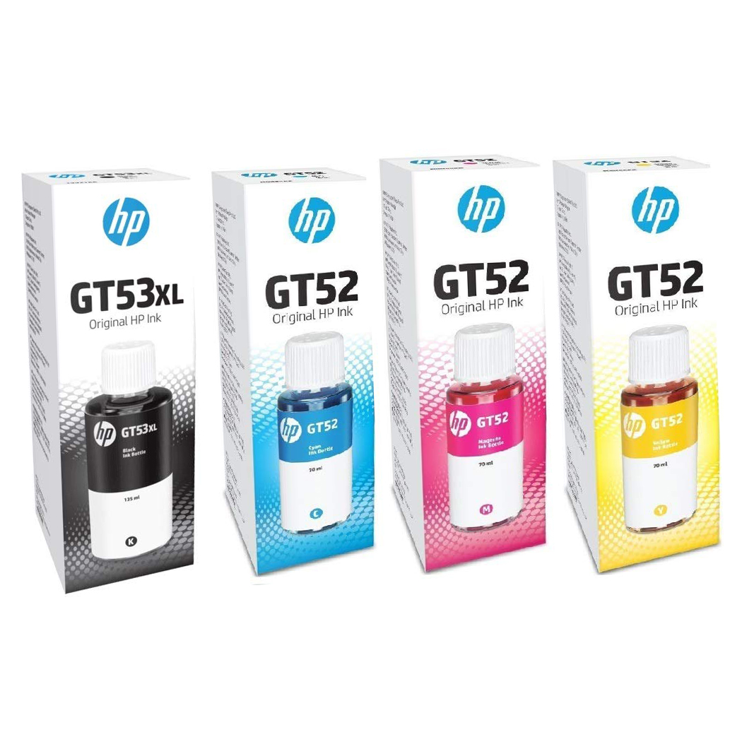 HP GT53XL Black GT52 Cyan Magenta Yellow Genuine Ink Set